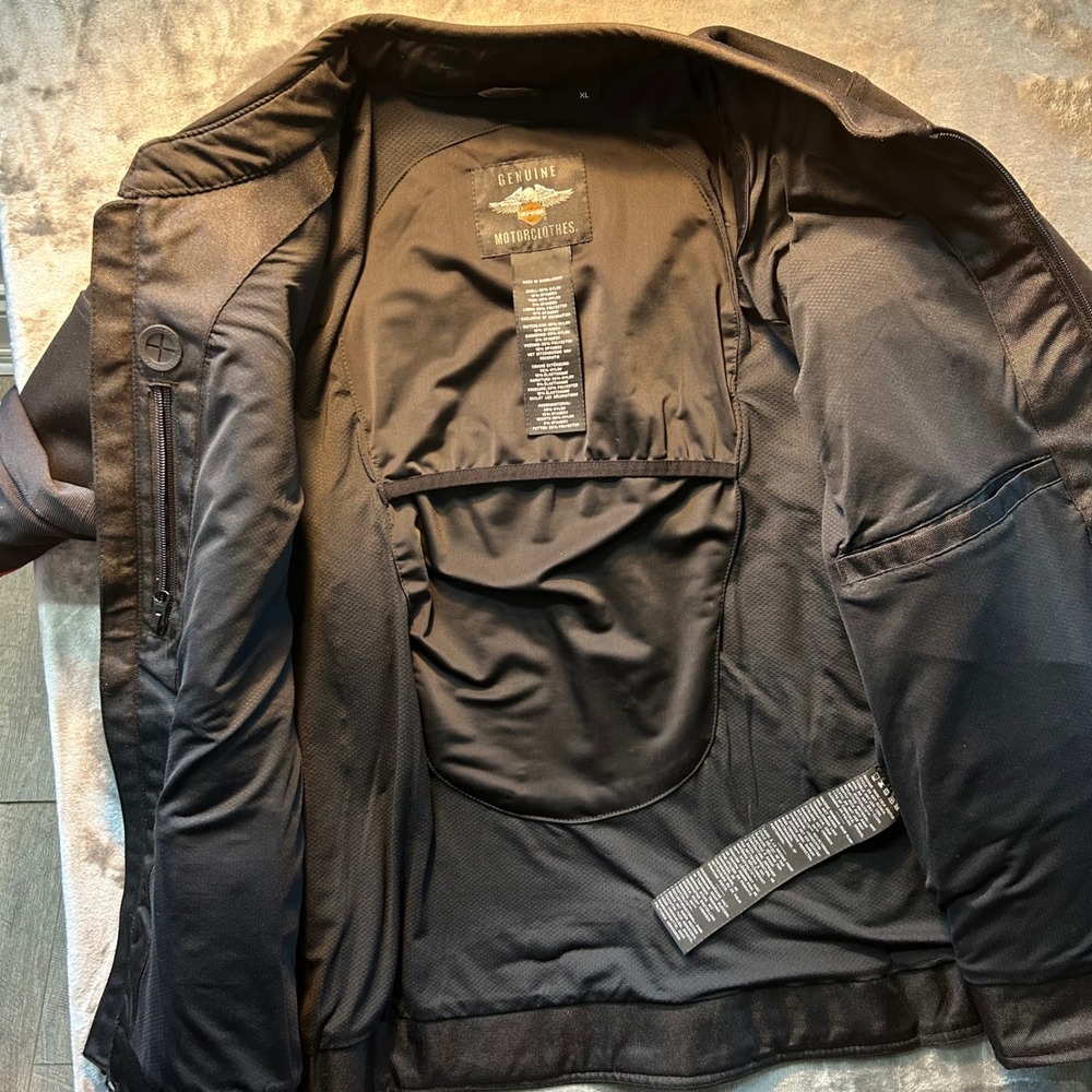 Harley-Davidson Womens XL Black Orange Piping Mesh Riding Jacket Motorclothes - Picture 8 of 11